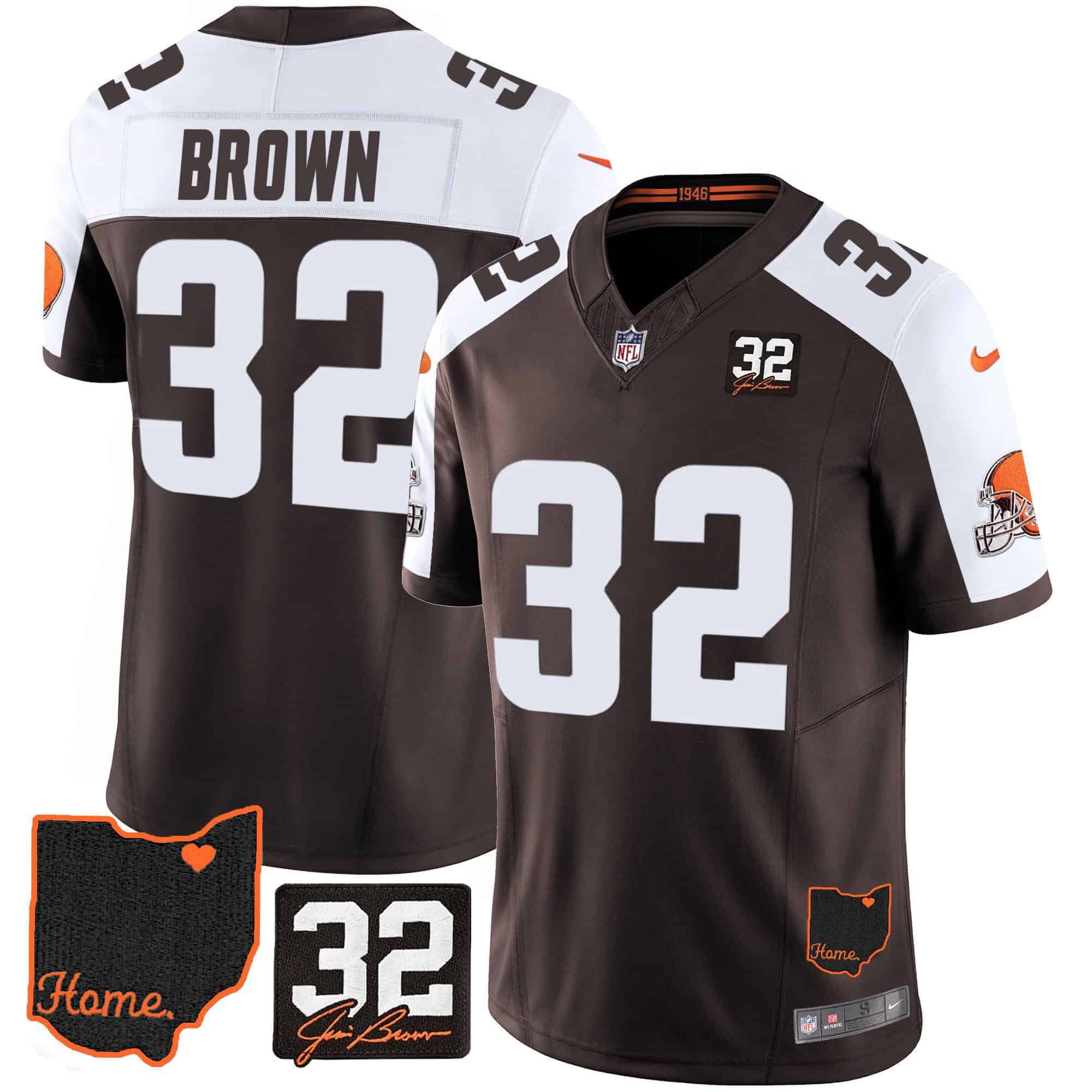 Men Cleveland Browns #32 Brown Brown Memorial Home Patch 2024 Nike NFL Jersey->indianapolis colts->NFL Jersey